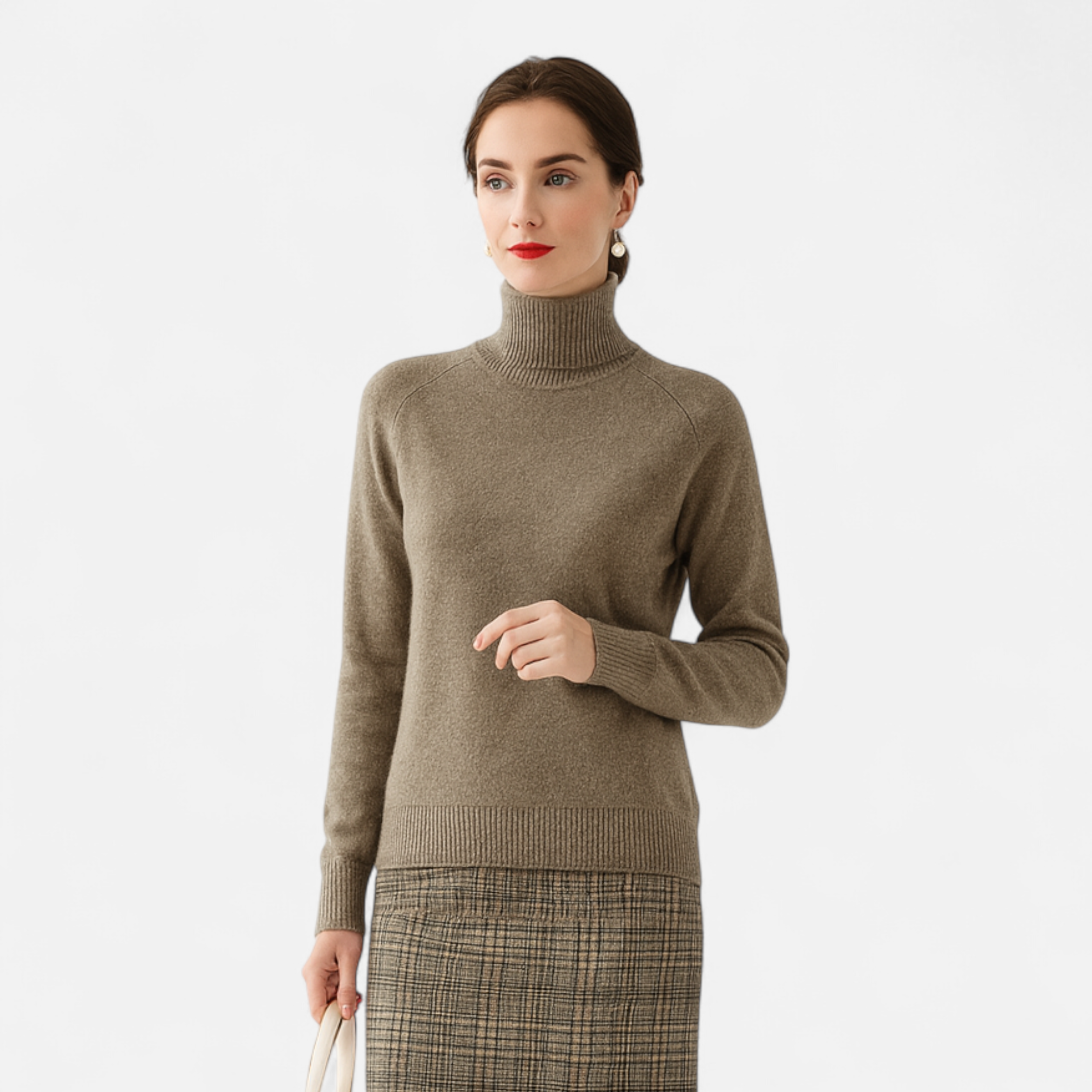 Maglione Donna Collo Alto in Lana Merino e Cachemire – Maglia Calda Elegante