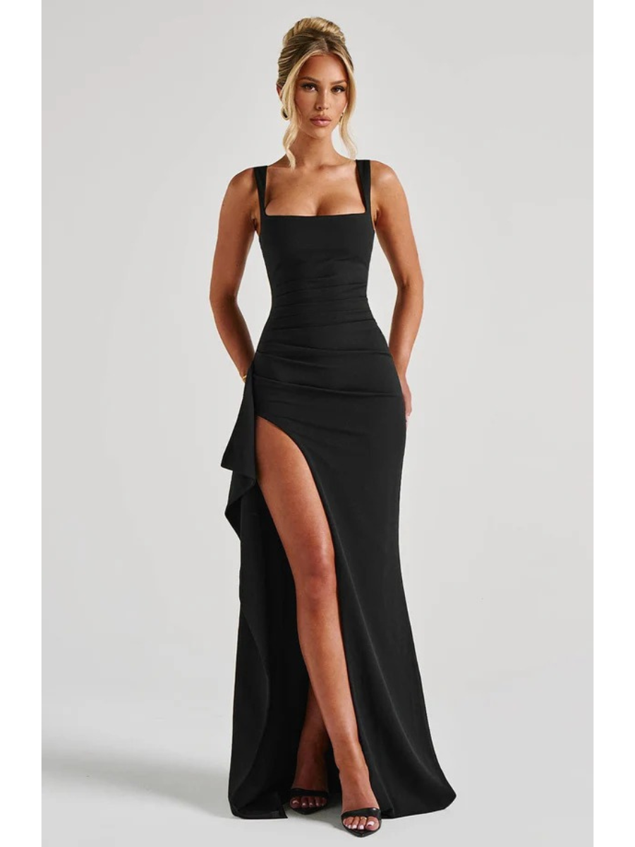 Robe Longue à Fente Élégante pour Femme – Style Moderne de Soirée