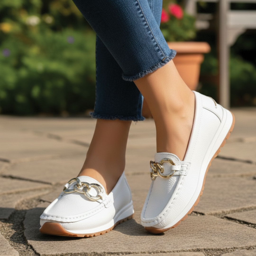 Zapatos Mocasines Mujer con Hebilla de Metal Tacón Plano Suela Antideslizante Estilo Casual Confort – Ellie