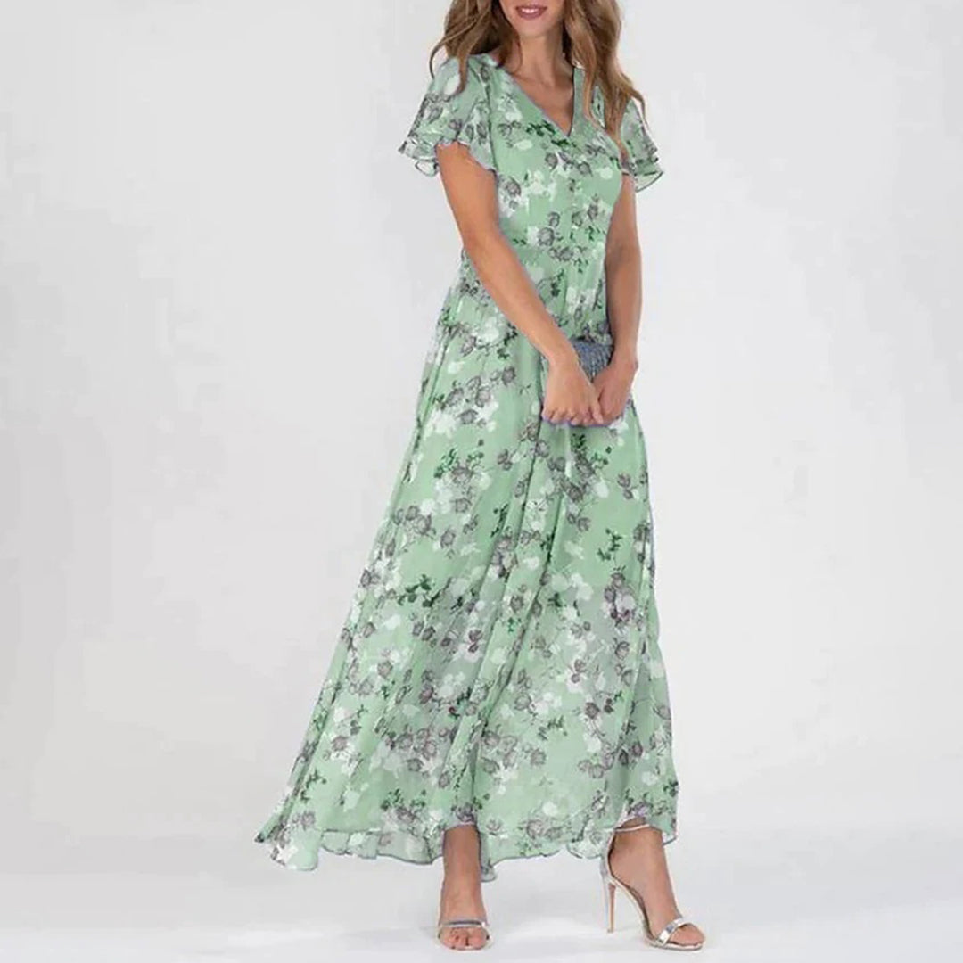 Vestido largo de verano con flores elegante para mujer