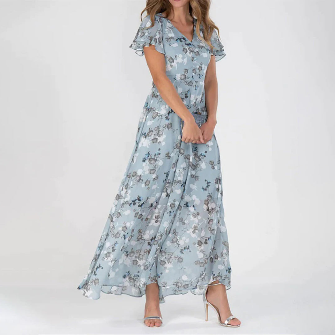 Vestido largo de verano con flores elegante para mujer