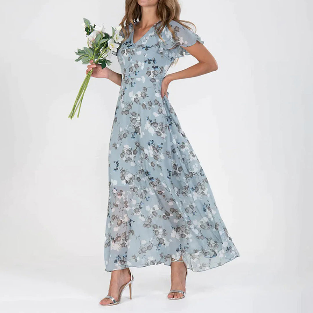 Vestido largo de verano con flores elegante para mujer