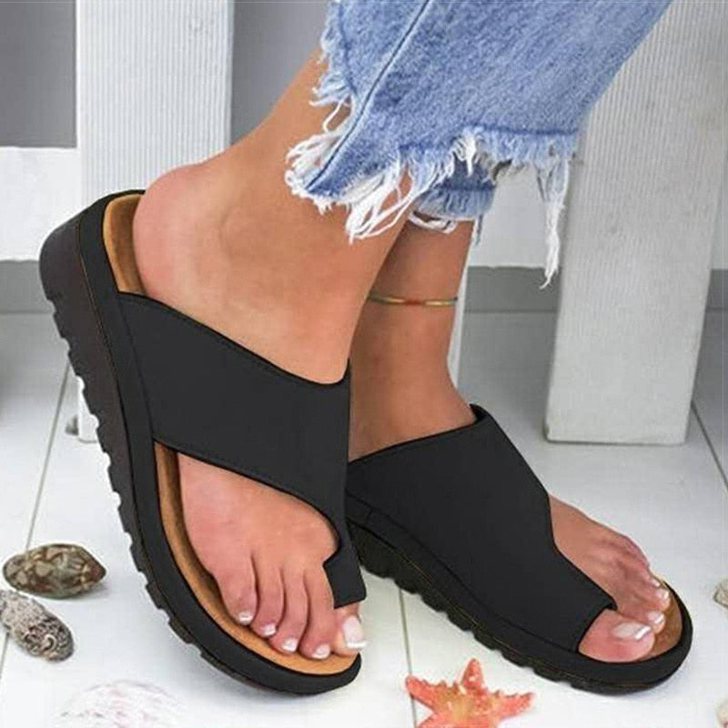 Sandale Orthopédique Femme Été Quotidien Correctrice Hallux Valgus Semelle Confort Noir Violet – Anabella