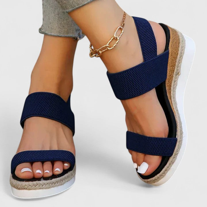 Sandales Orthopédiques Femme Quotidien Été Soutien Voûte Plantaire Semelle Rembourrée Talon Compensé Noir Beige – Merill