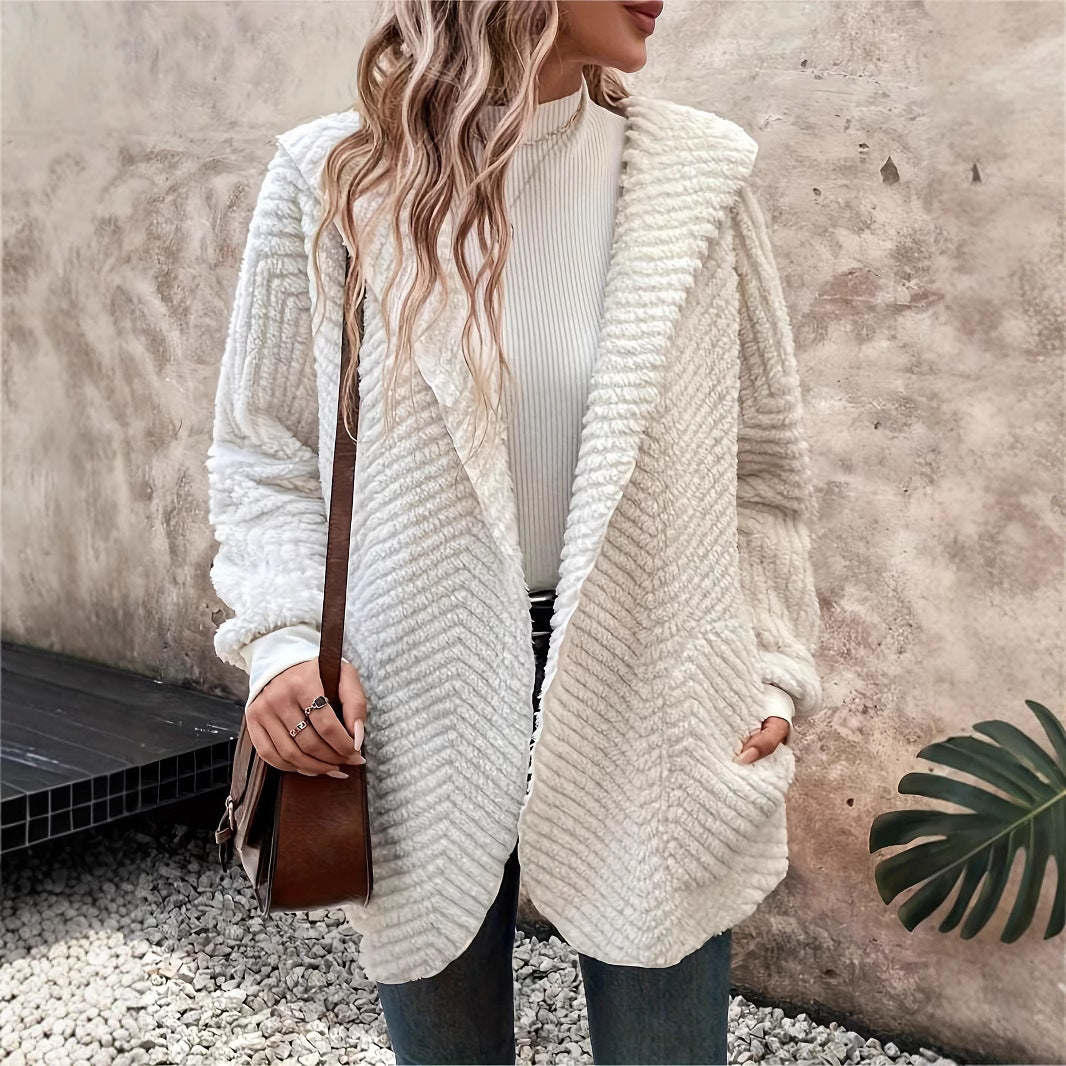 Cardigan à Capuche en Velours Réversible – Chaleur et Élégance