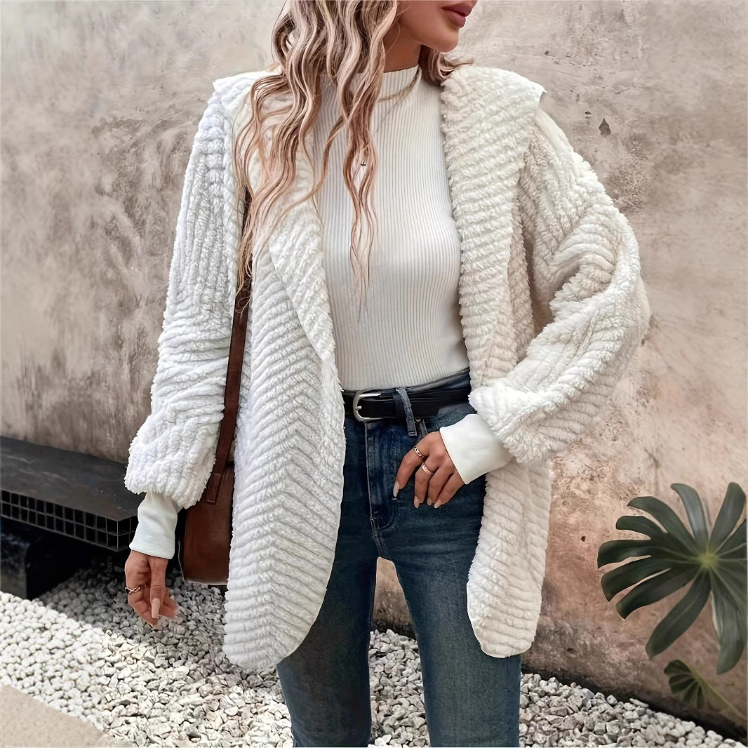 Cardigan à Capuche en Velours Réversible – Chaleur et Élégance