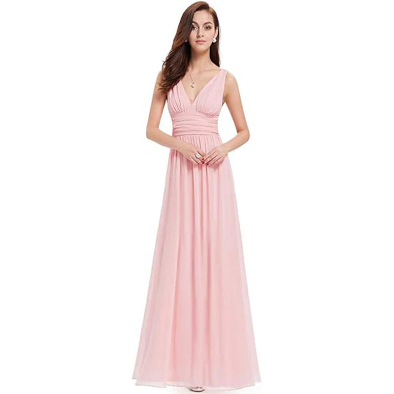 Robe Longue Sans Manches à Décolleté en V