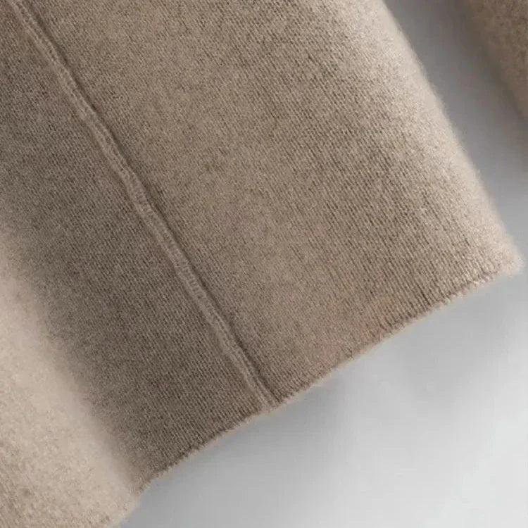 Knitted Pants Cashmere Look – Soft Lounge Pants with Wide Legs in Taupe