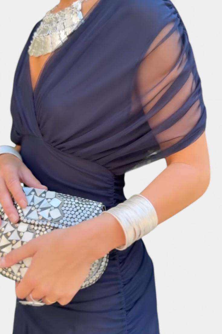 Vestido Largo Mujer Escote en V Estampado Floral Estilo Elegante Romántico Ocasión Chic – Laluna