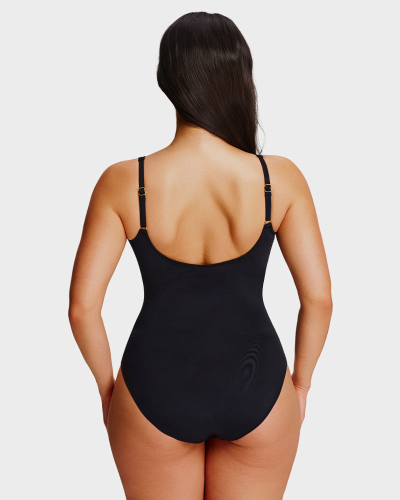 One-Piece Shaping Swimsuit with V-Neckline for Women – Sculpt Ease