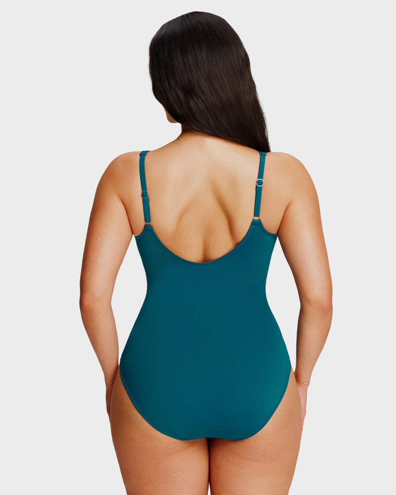 One-Piece Shaping Swimsuit with V-Neckline for Women – Sculpt Ease