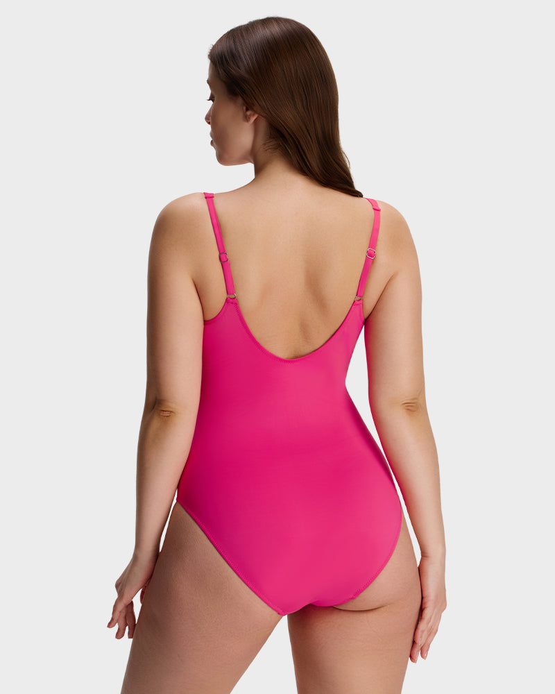One-Piece Shaping Swimsuit with V-Neckline for Women – Sculpt Ease