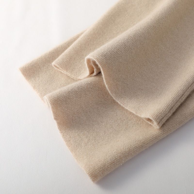 Knitted Pants Cashmere Look – Soft Lounge Pants with Wide Legs in Taupe