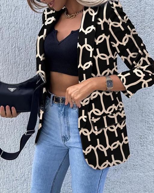 Blazer Elegante para Mujer con Corte Ajustado y Bolsillos Frontales