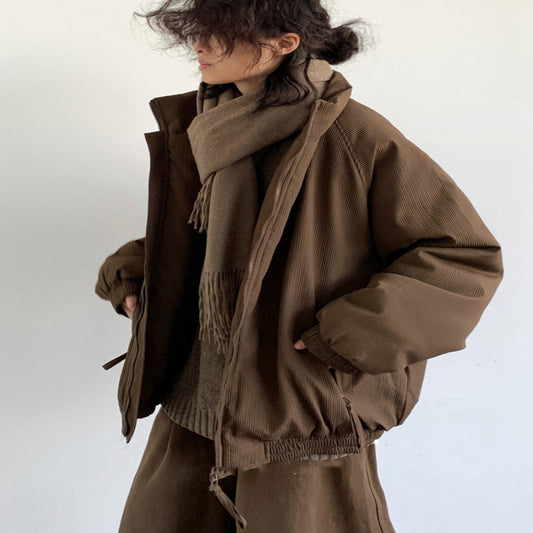 Manteau Matelassé à Rayures – Chic Rétro & Confortable