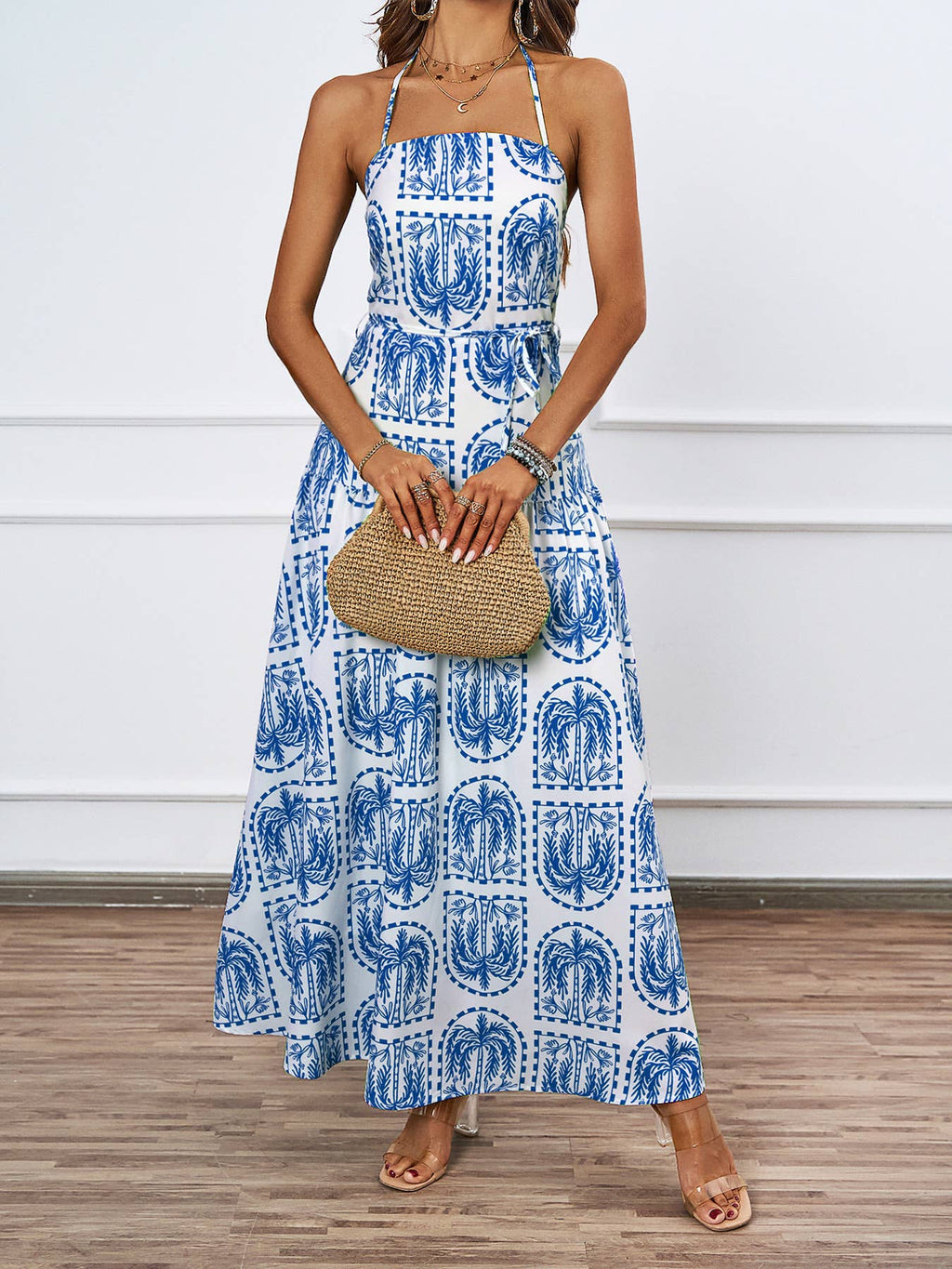 Long Backless Printed Beach Dress – Maya