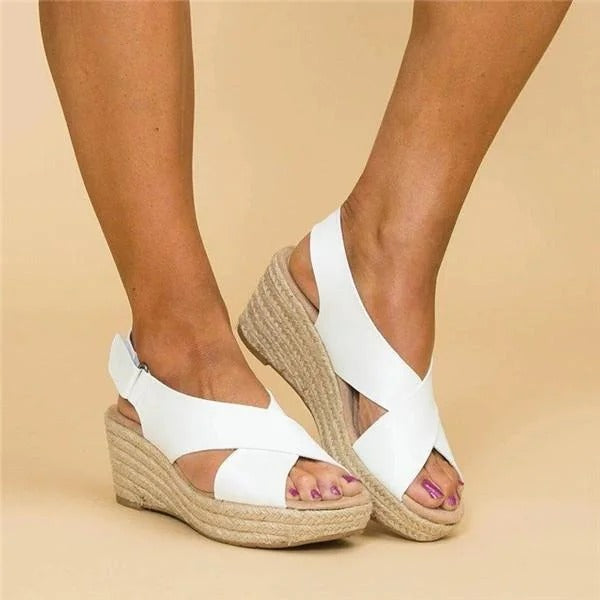 Comfortable Wedge Sandals for Women with Crossed Straps