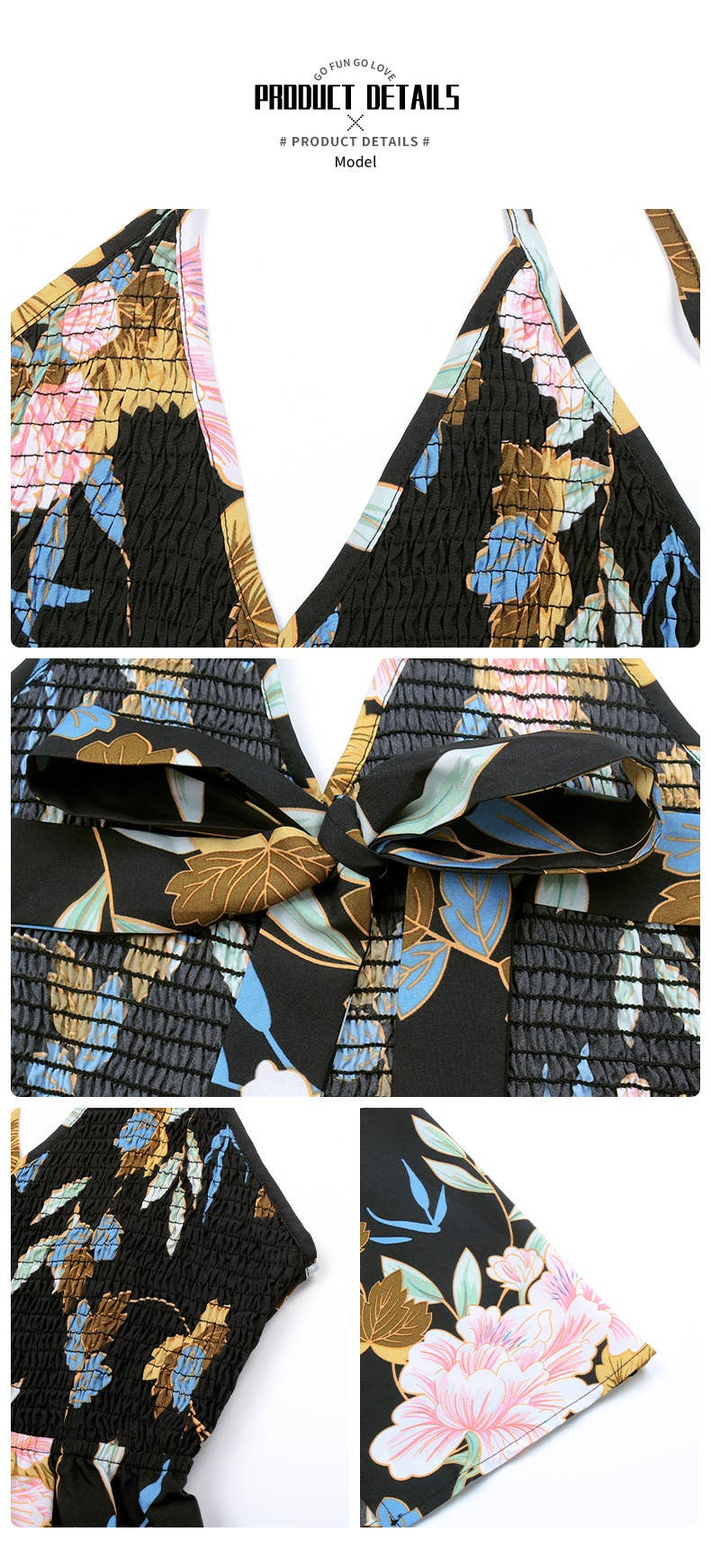 Robe Longue Femme Halter Fleurie avec Fente – Elisa