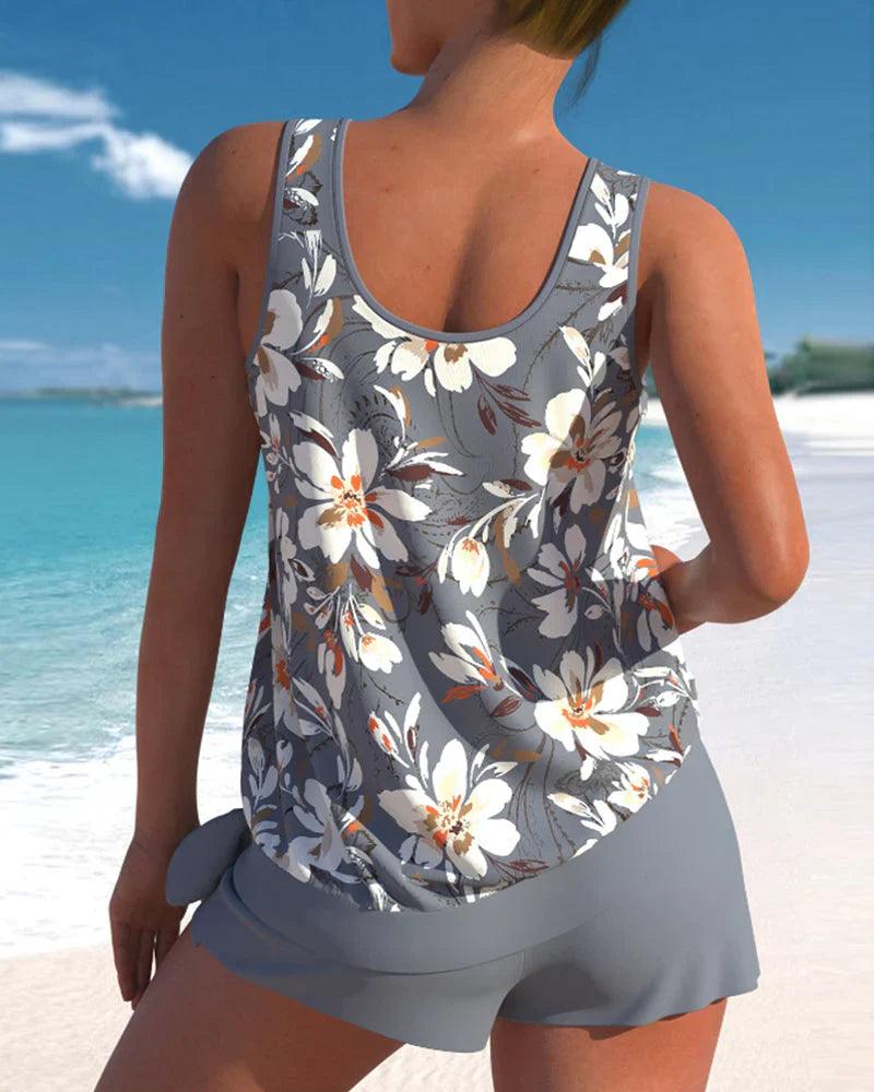 Completo Tankini Donna con Top Lungo e Slip Corto