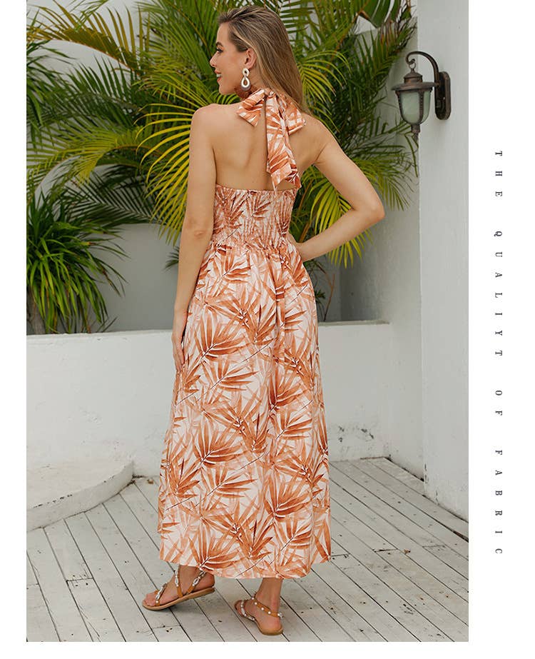 Abito Midi Svasato Stampato con Scollo all'Americana – Alba