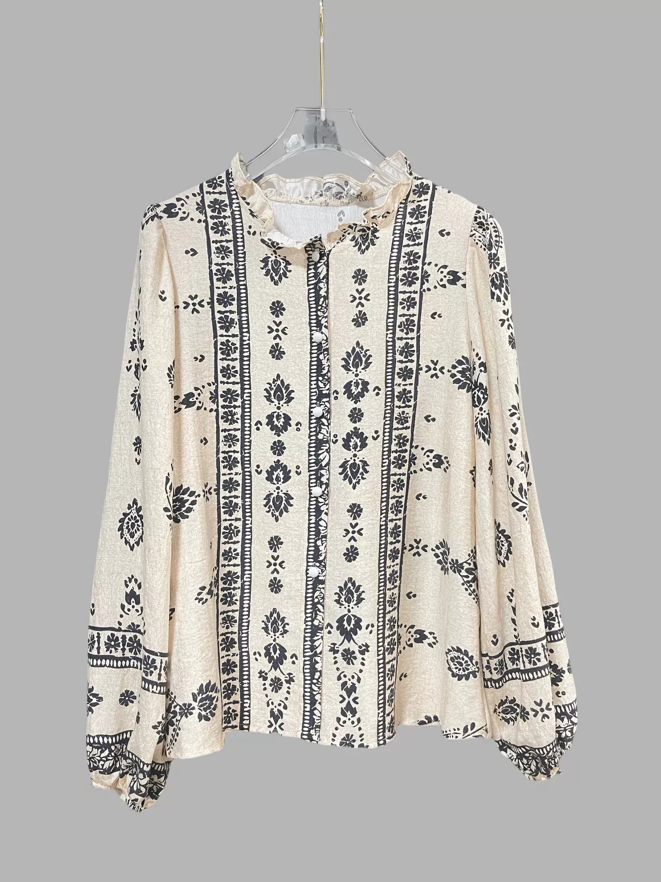 Blusa Estampada con Botones y Escote en V Estilo Boho Chic