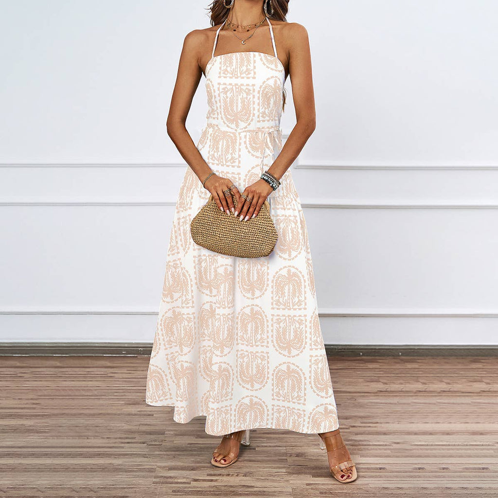 Long Backless Printed Beach Dress – Maya