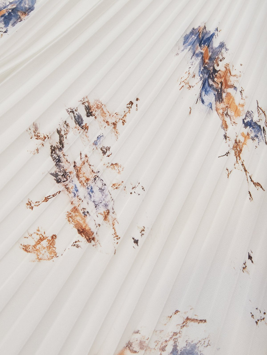 Vestido midi de ceremonia para mujer plisado con estampado floral azul y blanco – Jessie