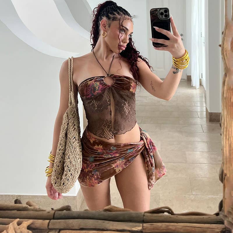 Completo Bikini 3 Pezzi con Schiena Scoperta