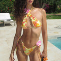 Bikini 2 Pezzi Donna Stampa Floreale – Triangolo da Annodare & Slip a Vita Bassa