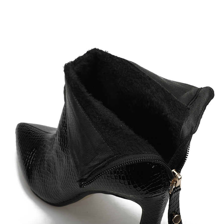 Women's Martin Ankle Boots – Stiletto Heel and Snake Pattern