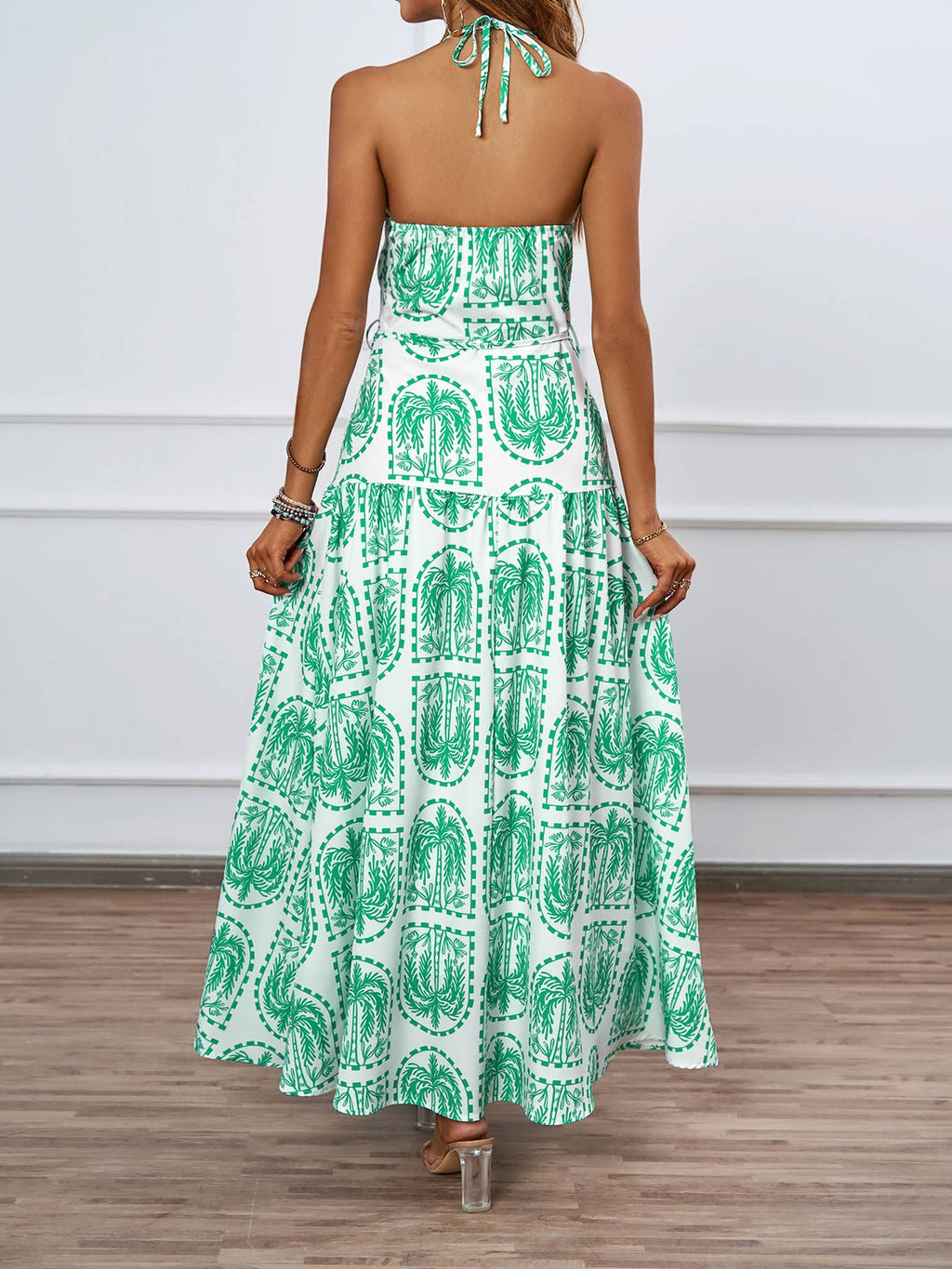 Long Backless Printed Beach Dress – Maya