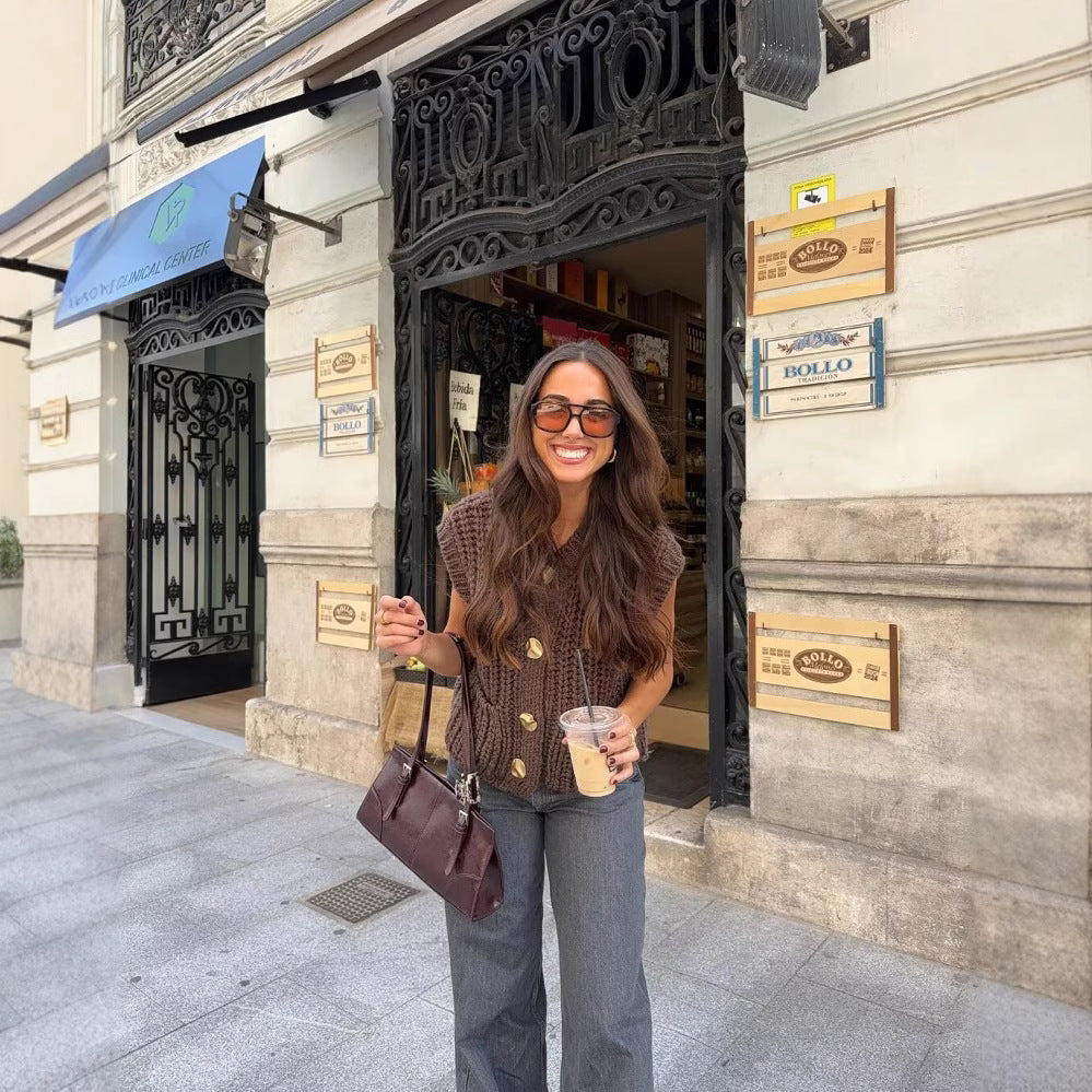 Gilet LYNA – Maille Épaisse Sans Manches, Élégance Naturelle