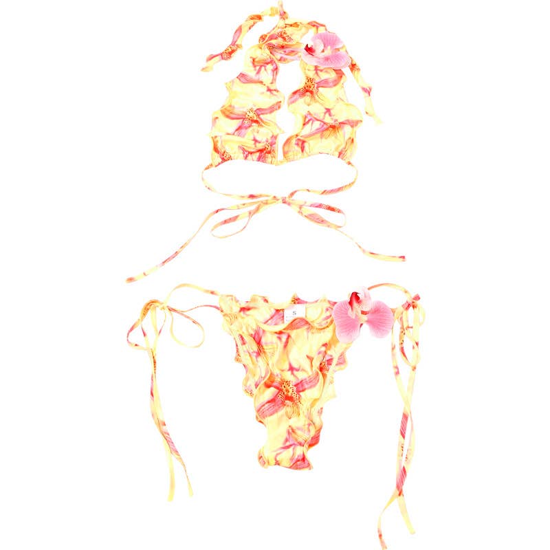 Bikini 2 Pezzi Donna Stampa Floreale – Triangolo da Annodare & Slip a Vita Bassa