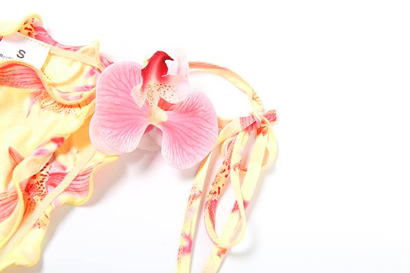 Bikini 2 Pezzi Donna Stampa Floreale – Triangolo da Annodare & Slip a Vita Bassa