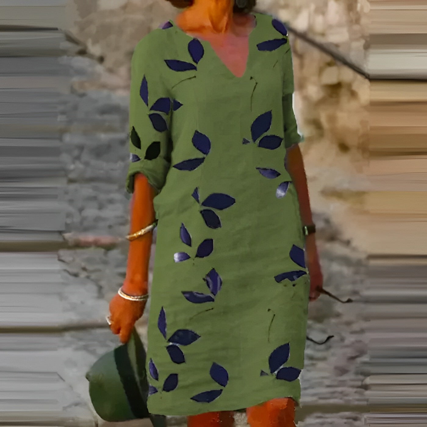 Vestito corto estivo da donna vintage con maniche corte e scollo a V – Mavis