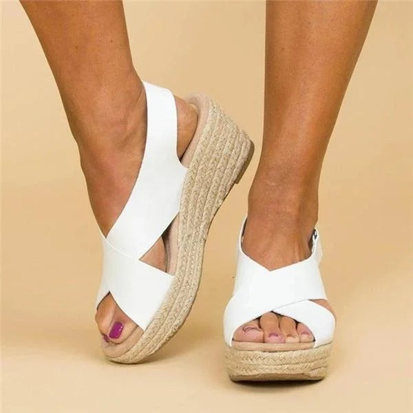 Comfortable Wedge Sandals for Women with Crossed Straps