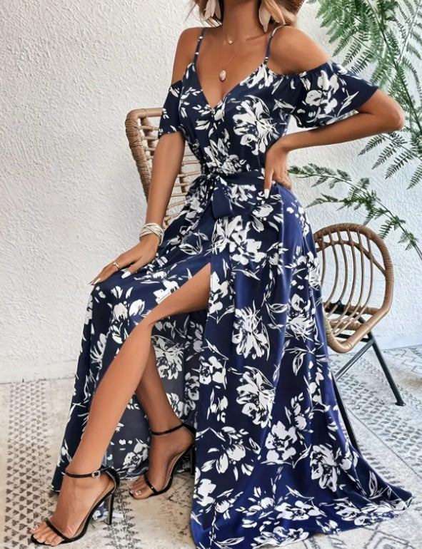 Robe Fleurie d’Été à Bretelles – Style Plage Chic