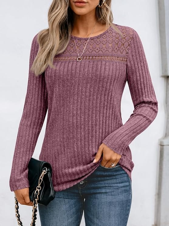 Camicia Autunnale Elegante con Dettagli in Pizzo per Donne – Pizzo d'Autunno