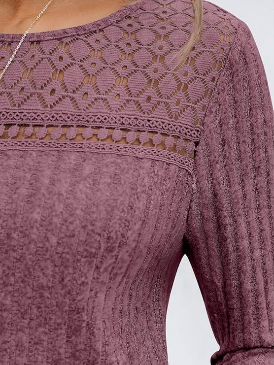 Blusa de Otoño Elegante con Detalles de Encaje para Mujeres – Autumn Lace