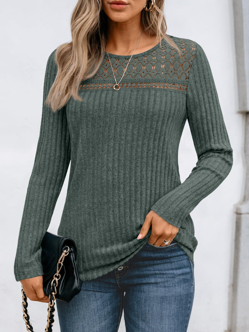 Blusa de Otoño Elegante con Detalles de Encaje para Mujeres – Autumn Lace