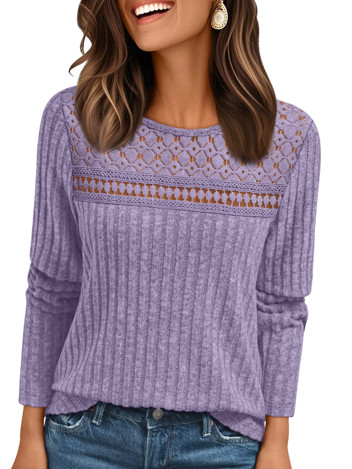 Blusa de Otoño Elegante con Detalles de Encaje para Mujeres – Autumn Lace