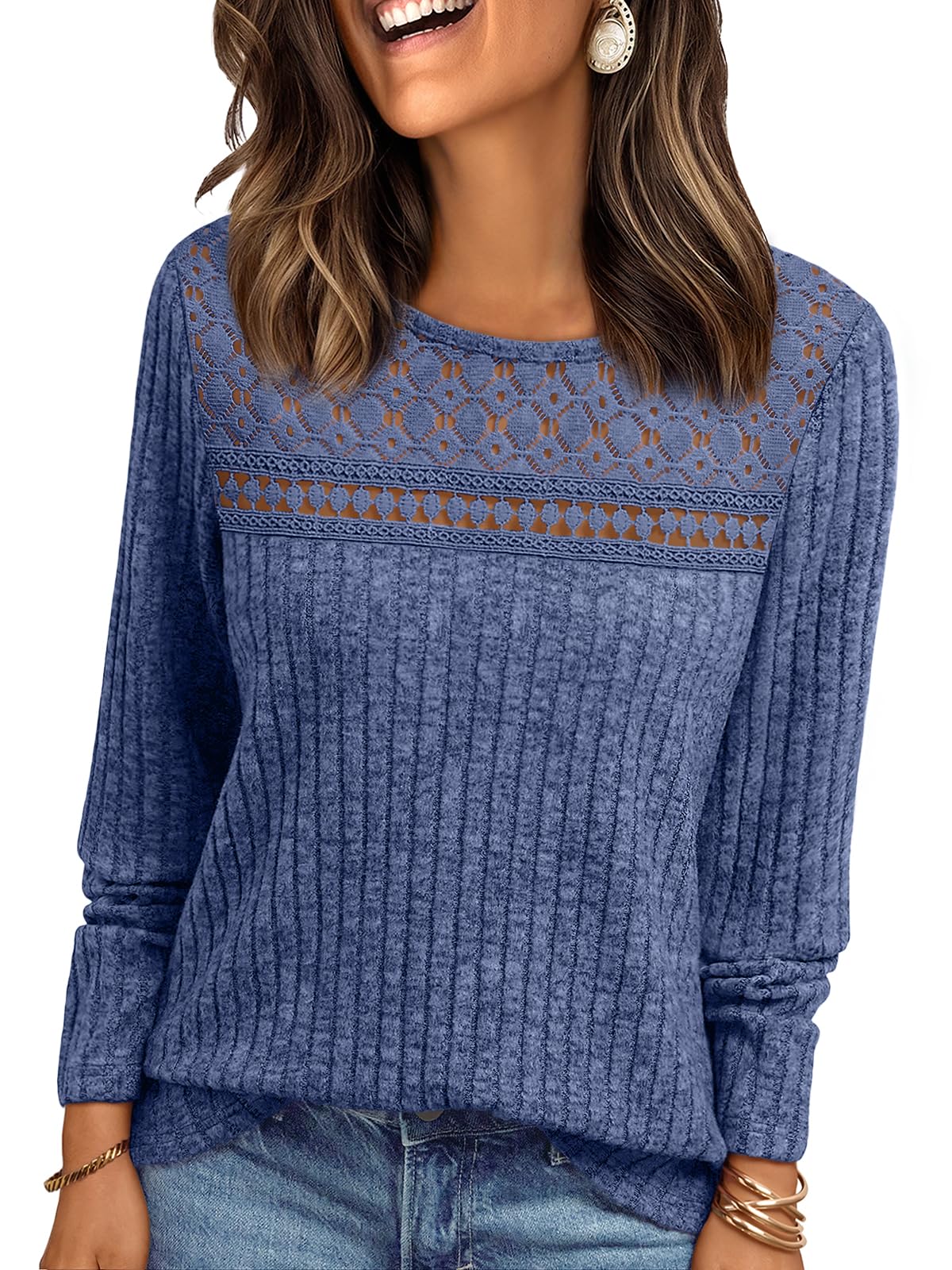 Blusa de Otoño Elegante con Detalles de Encaje para Mujeres – Autumn Lace