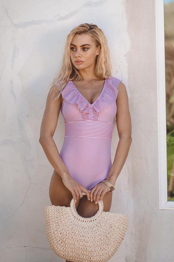 Maillot de Bain Femme Une Pièce Vintage Rayé