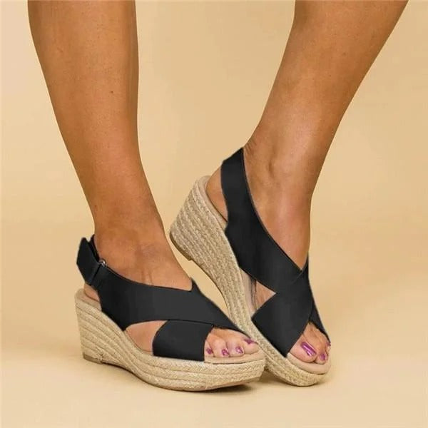 Comfortable Wedge Sandals for Women with Crossed Straps