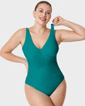 One-Piece Shaping Swimsuit with Crossed V-Neckline for Women – Cross V