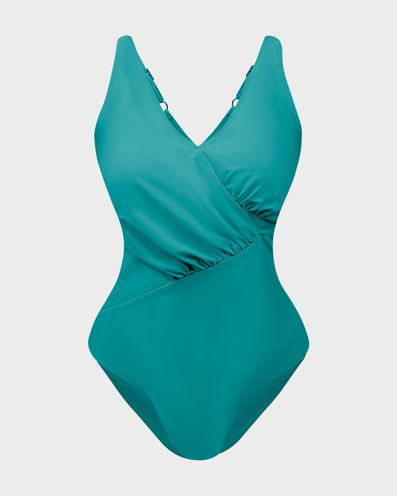 One-Piece Shaping Swimsuit with Crossed V-Neckline for Women – Cross V