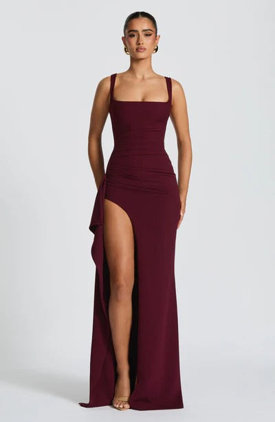 Abito lungo elegante con spacco per donna – Stile moderno da sera