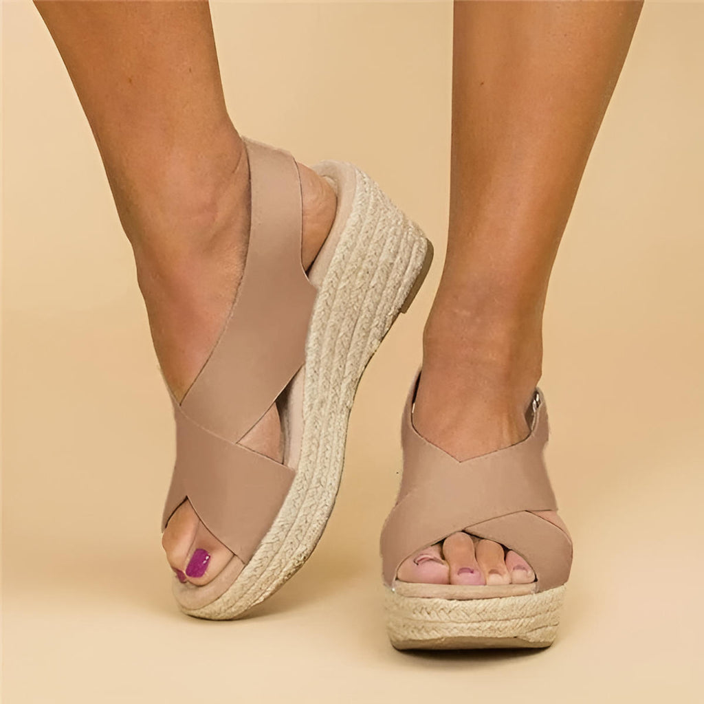 Comfortable Wedge Sandals for Women with Crossed Straps
