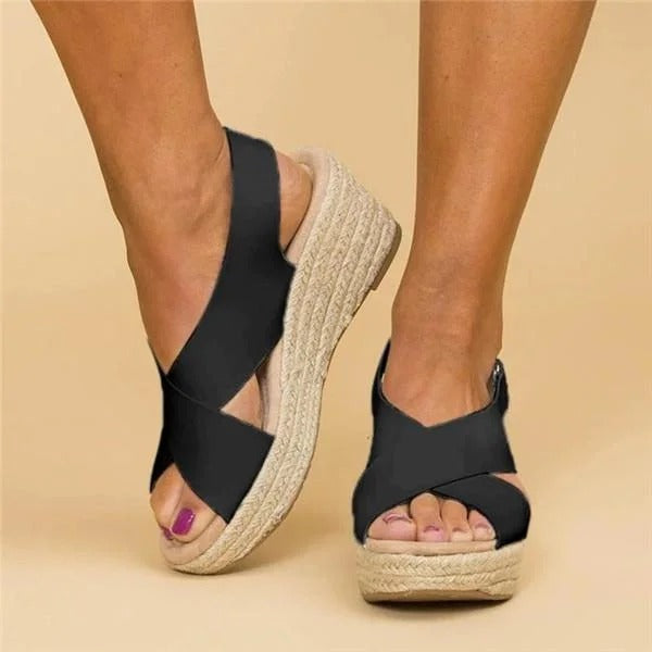 Comfortable Wedge Sandals for Women with Crossed Straps