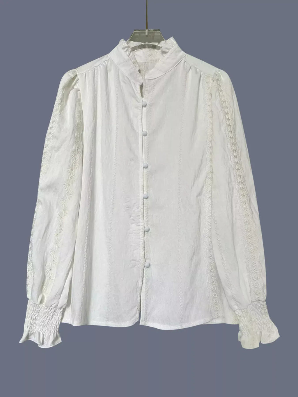 Camisa de Encaje con Botones y Mangas Largas para Mujer – Lace Button